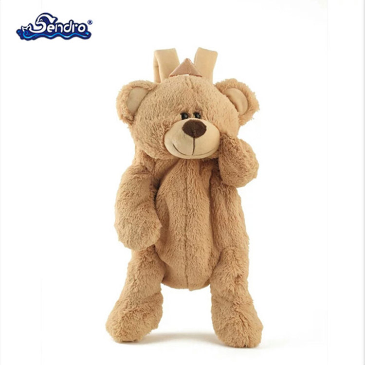 High quality fluffy plush teddy bear backpack bag