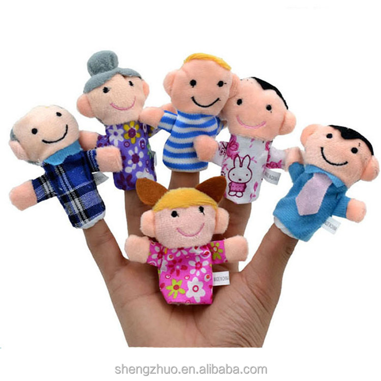 Soft cute family members stuffed l finger puppets set