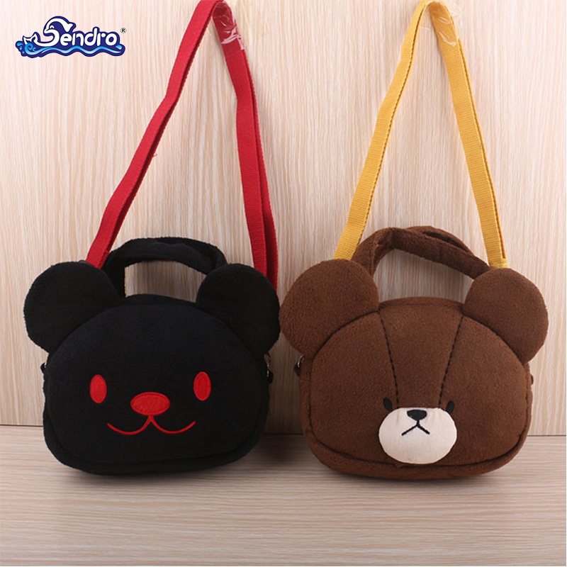 Plush animal design bear shoulder bag hand bag