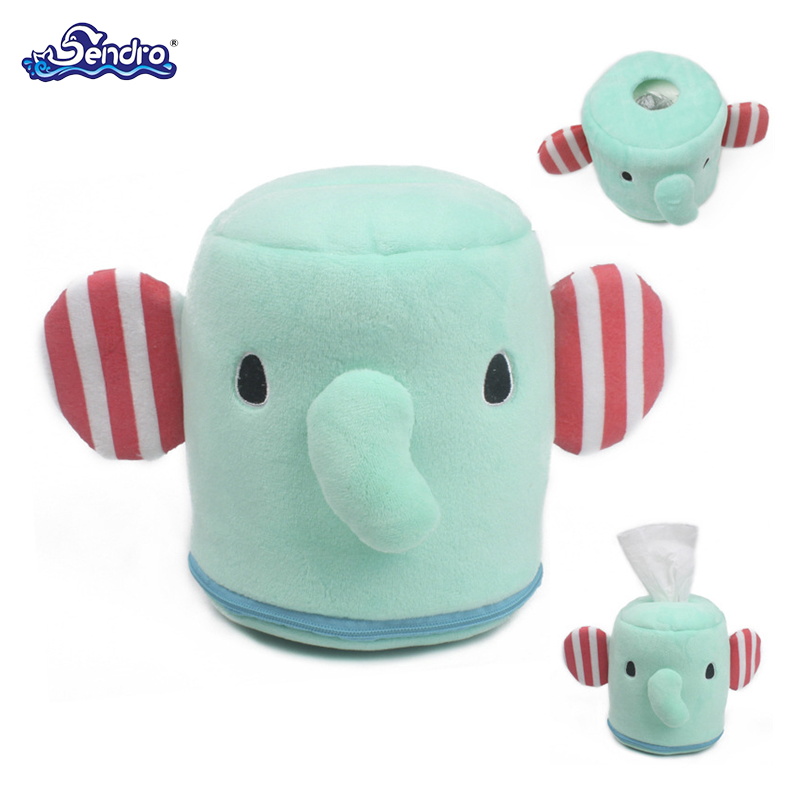 Custom animal elephant design tissue box soft plush