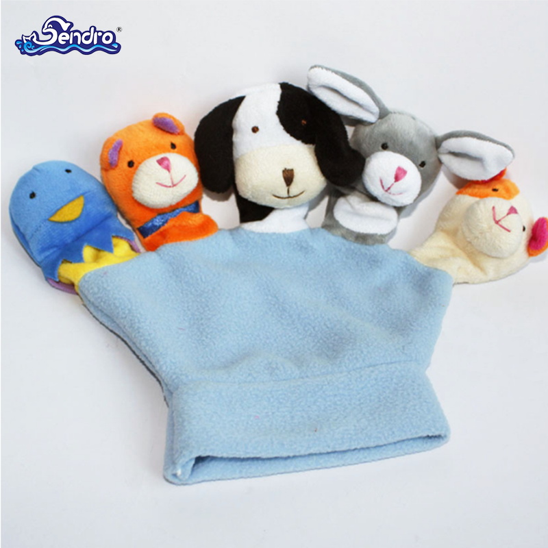 Customized plush toy animal finger hand puppet gloves