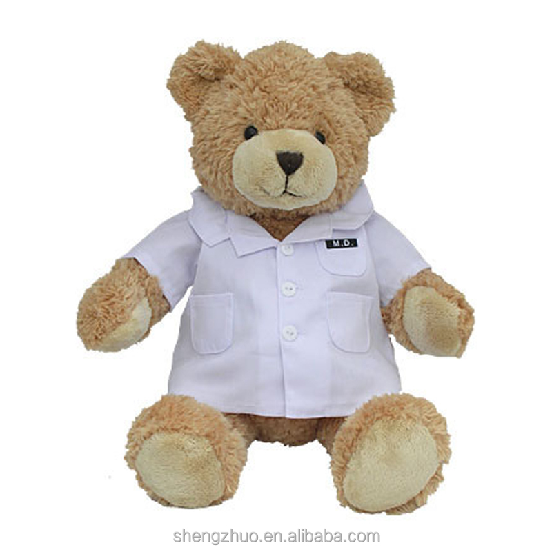 Stuffed soft plush uniform doctor teddy bear toys for kids