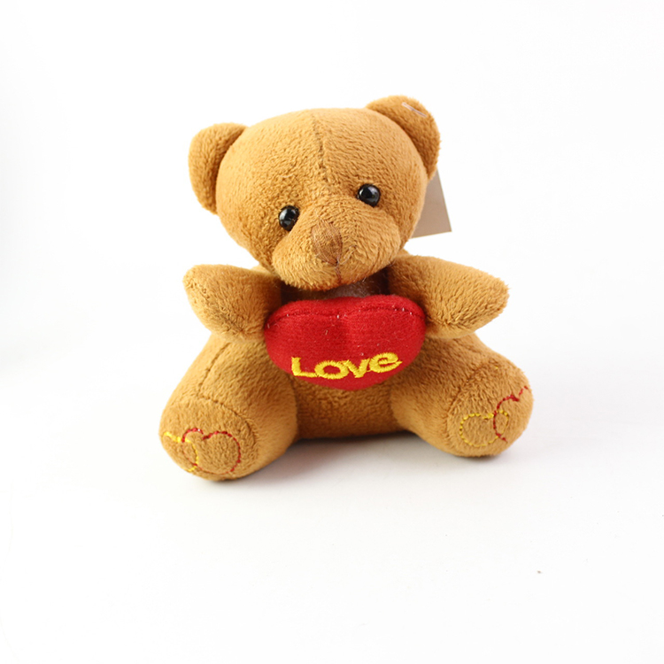 Supply cute animal stuffed toy keychain charm bear with heart