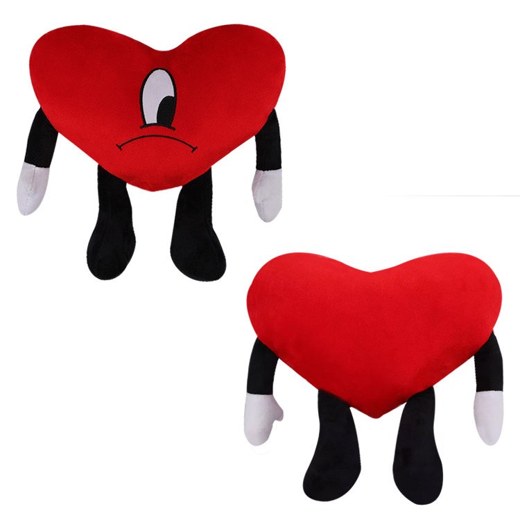 Name bad bunny stuffed animal plush toy red heart plushie pillow