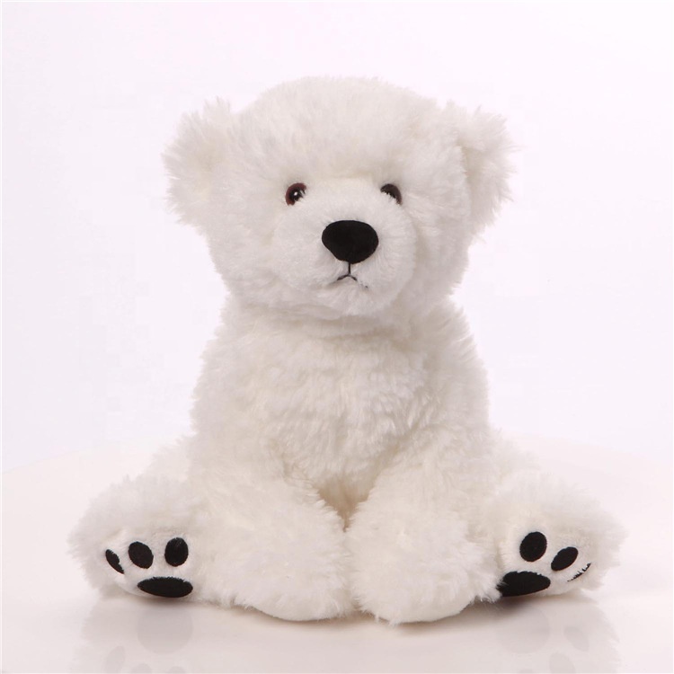 Custom plushie animal toy white fluffy sitting polar bear stuff toy