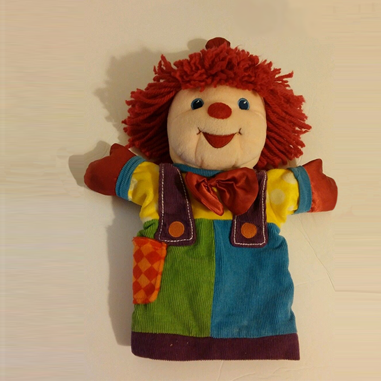 Stuffed plush toy clown cartoon character design hand puppet