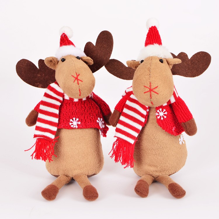 8 inches Christmas plush toys stuffed reindeer with red nose