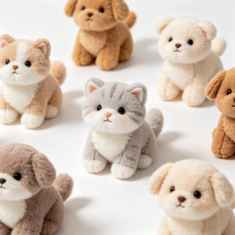 Kawaii Plush Toys Set - Adorable Cats Dogs Bears Rabbits Soft Stuffed Animals
