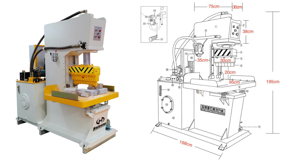 Hydraulic splitting machine for granite