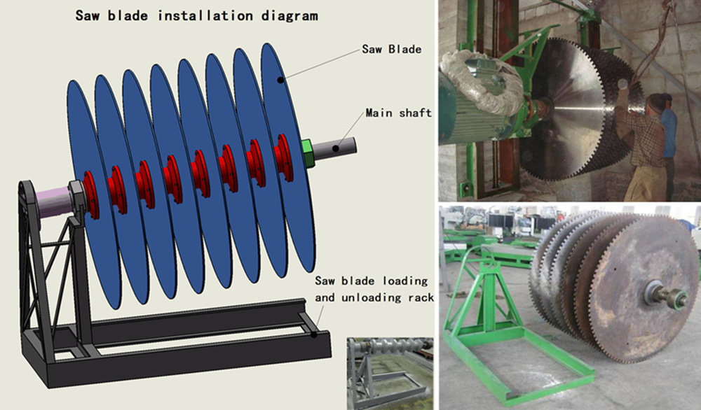 Multi slice stone cutting machine