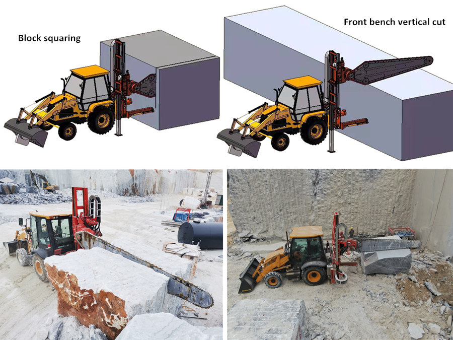 Stone extraction chain saw machines