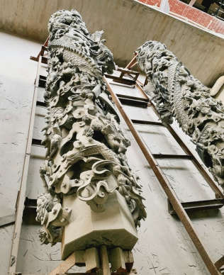 Double Head Dragon Column CNC Stone Engraving Machine