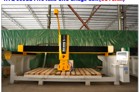 منشار جسر التحكم الرقمي الحاسوبي خماسي المحاور HTQ-900GL: أطلق العنان لطلبات الأحجار المخصصة عالية القيمة لورشة التصنيع الخاصة بك