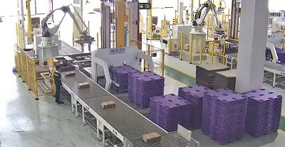 Inline robot palletizer flexo printer Running speed 350