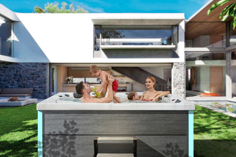 How does an outdoor garden hot tub integrate with home gardening?