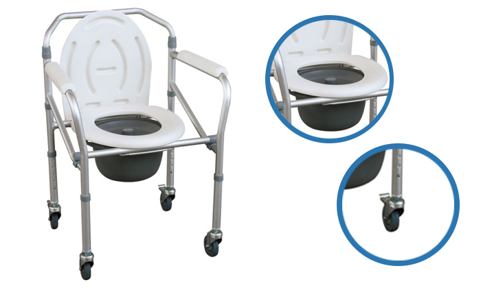 Aluminum Drop-Arm Bathroom Chair Commode
