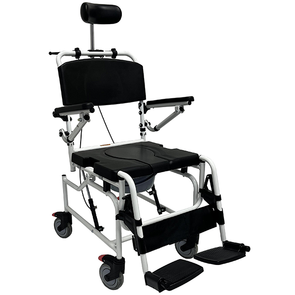 Hydraulic Toilet Seat Reclining Commode Chair With Wheels