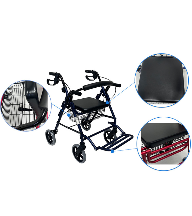 adjustable rollator walker with seat