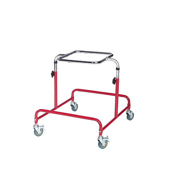 Andador infantil ajustável para crianças com paralisia cerebral, com rodas.