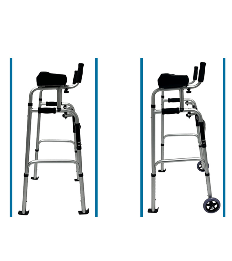 Folding Walker with Wheels for Rehabilitation