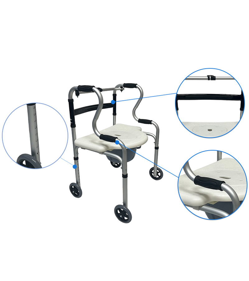 Folding 4 Wheeled Aluminum Walker Rollator