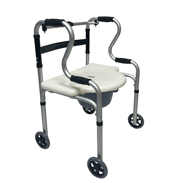 Folding 4 Wheeled Commode Shower Chair Walker