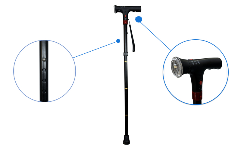 T handle cane with built in light