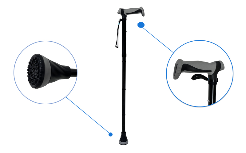 Portable folding aluminum cane