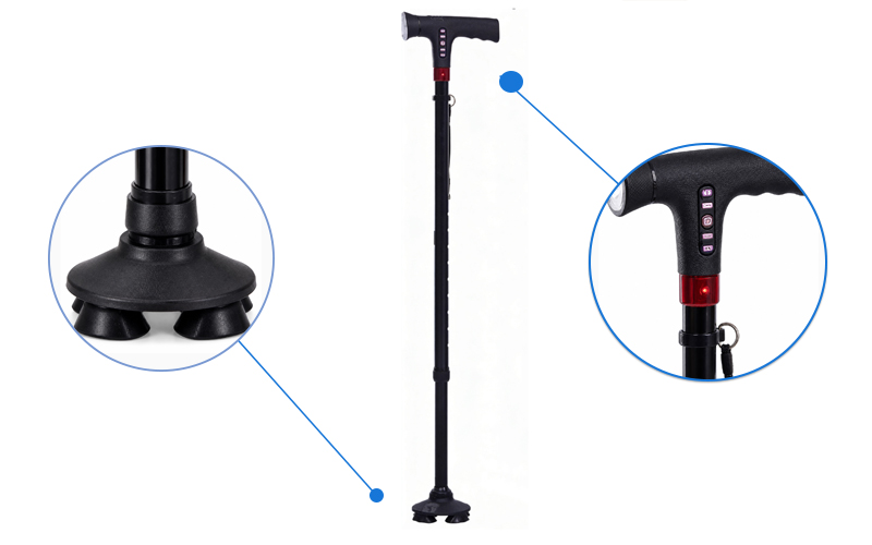 Smart Illuminated Four-Legged Cane