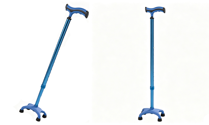 Short four legged non slip base cane