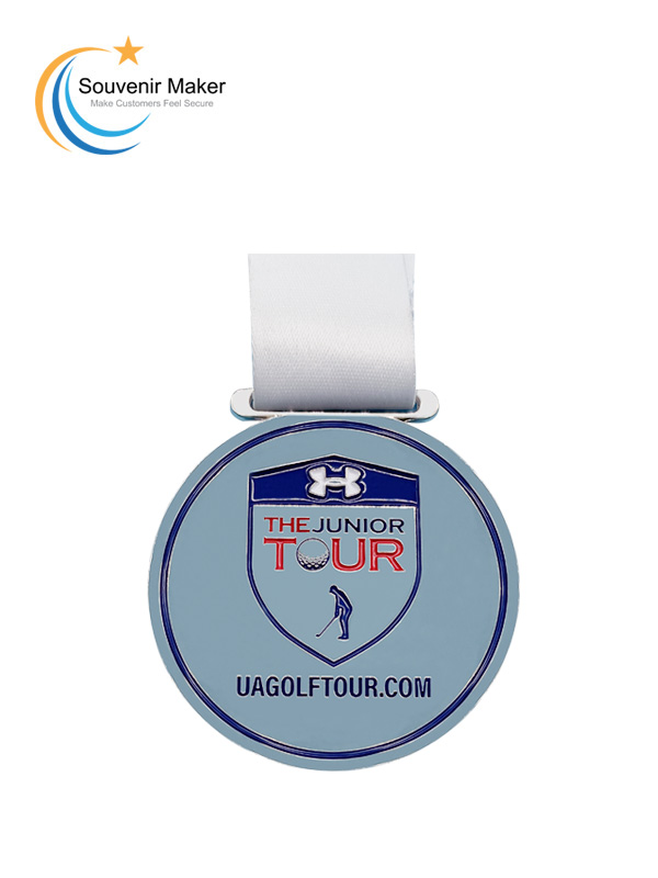 Medalha de golfe personalizada com banho de prata brilhante