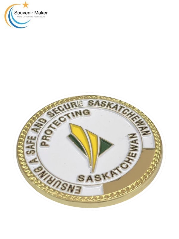Custom Challenge Coin in Bright Gold Plating Gevuld met zacht email