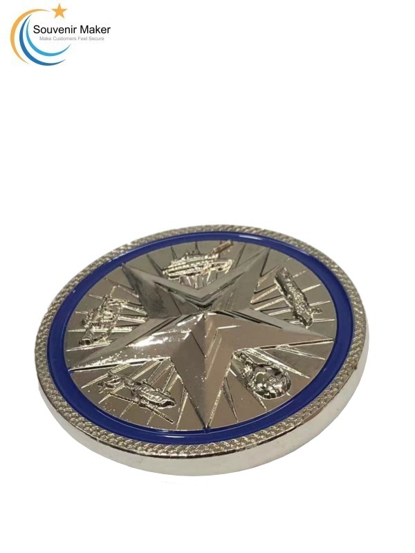Parlak Gümüş Kaplama Challenge Coin