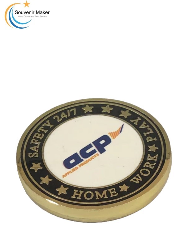 Custom Challenge Coin in Bright Gold Finish Which Filled with Soft Enamel