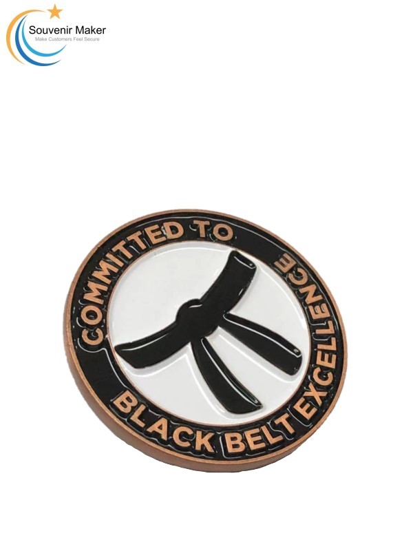 Custom Challenge Coin in Antique Copper Finish Filled with Soft Enamel