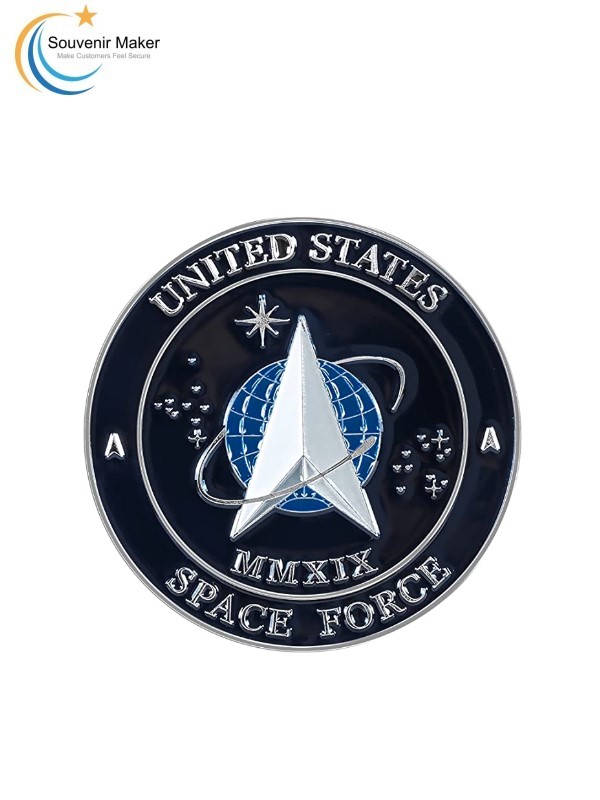 Bright SIlver Space Force Challenge Coin