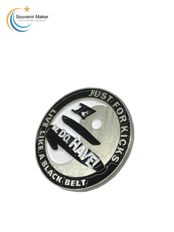 Custom Challenge Coin in Antique Silver Finish and Filled with Soft Enamel