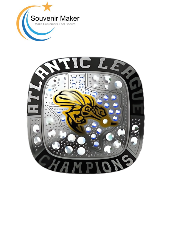 Black Enamel With Bright Silver Championship Ring