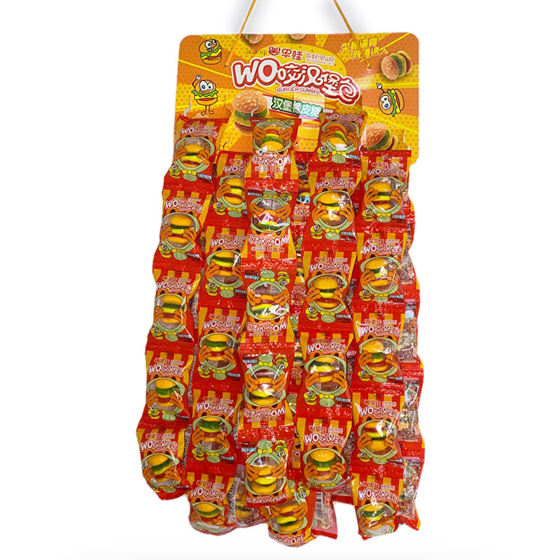 OEM 600g bag packing yummy halal hamburger soft gummy candy