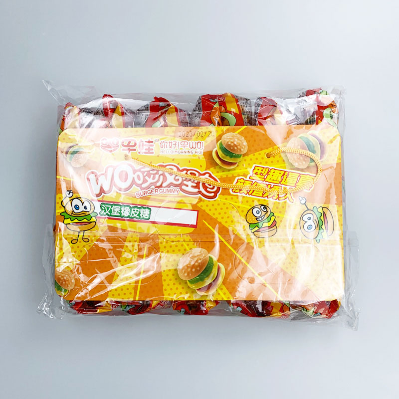 Wholesale custom candy OEM package delicious fast food hamburger gummy candy for halal