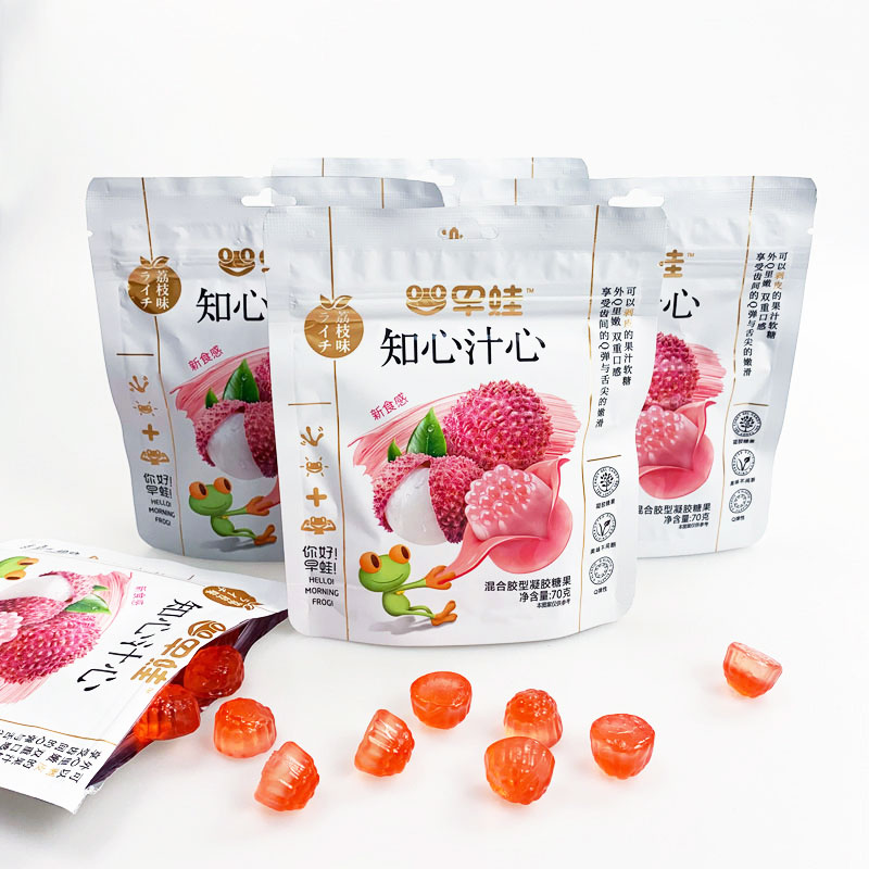 peeled fruit gummy candy sour soft candy peelable gummi fruit flavor gummy candy