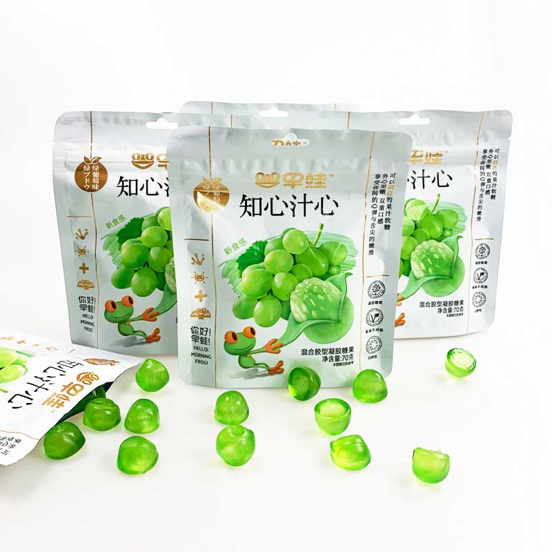 Custom Fruit Juice Wholesale Peelable Grape Candy Peeled Gummy Candy Halal Candy