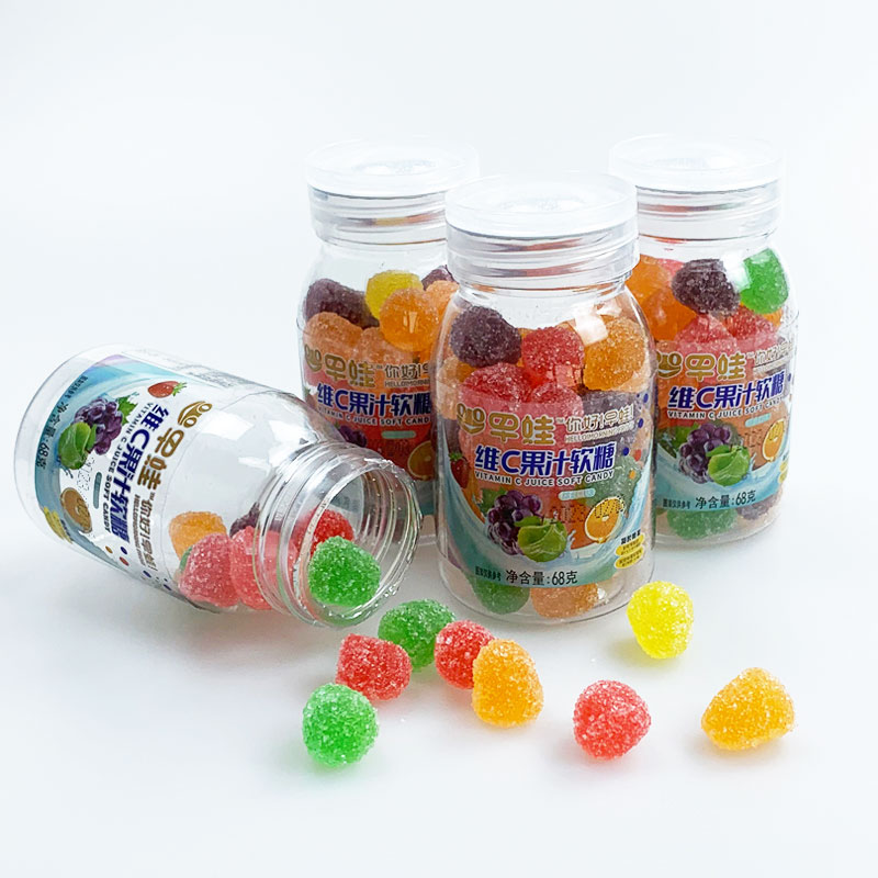 Vitamin c fruit juice soft gummy candy kid's health candy sugar coated jelly candy