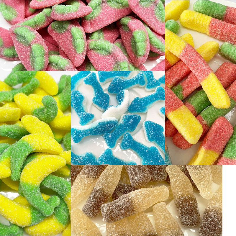 Wholesale custom sugar coated gummy candy different shape halal fruit gummy candy in bulk