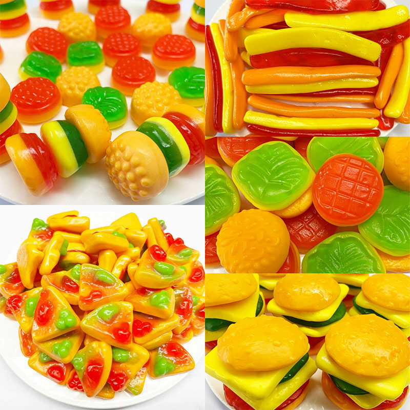 Candy manufacturer bulk delicious fast food shaped fruit flavor halal gummy candy