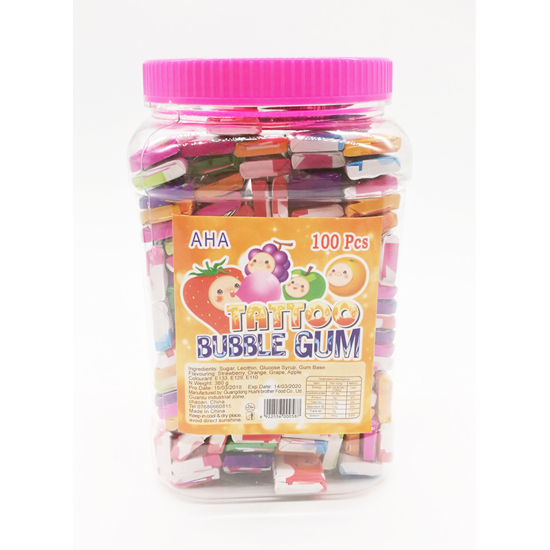 Factory Direct Sale Multiple Color Bubble Gum With 70MM Gum Stick In Tatoo Paper