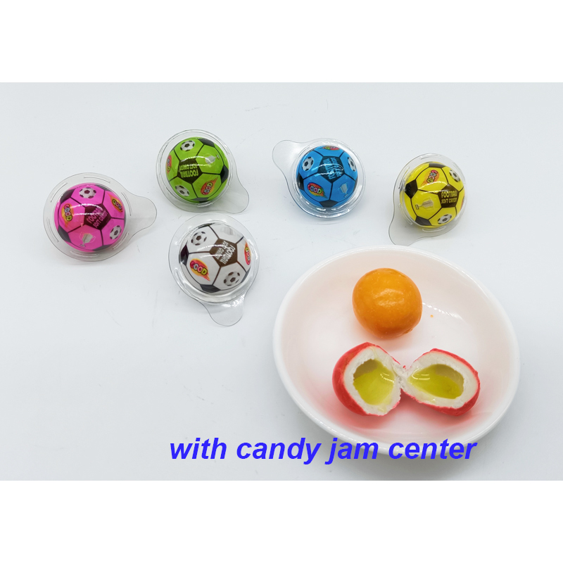 Bubble Gum Football Shape Jelly Jam Chewing Gum Jam Filled Bubble Gum