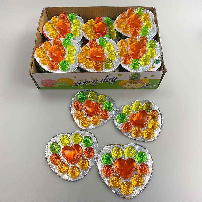 Cute Heart With Rose Flower Shaped Fruit Jelly