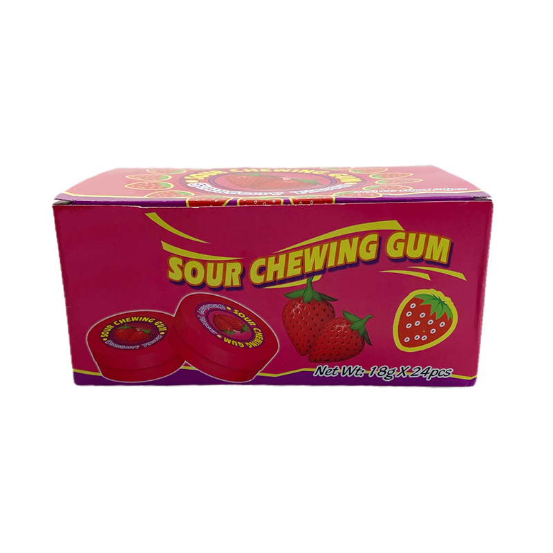 Hot Sell Strawberry Flavor Bubble Gum With Sour Powder Cheap Halal Chewing Gum