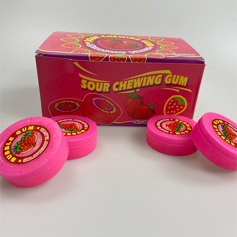 Hot Sell Strawberry Flavor Bubble Gum With Sour Powder Cheap Halal Chewing Gum